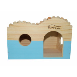 animallparadise Maison en bois rectangulaire, toit demi rond, bleu, 29.5 cm x 18 cm H 20 cm pour rongeur Lits, hamacs, nicheurs