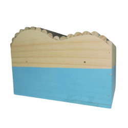 Casa de madeira rectangular, meio telhado redondo, azul, 29,5 cm x 18 cm H 20 cm para roedores AP-ZO-209767 Acessórios de gaiola