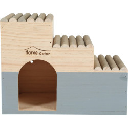 animallparadise Maison en bois rectangulaire, toit plat demi rond, gris, 30 cm x 18 cm H 23 cm pour rongeur Accessoire de cage