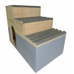 Casa de madeira rectangular com telhado plano semi-redondo, cinza, 30 cm x 18 cm H 23 cm para roedores AP-ZO-209768 Acessório...