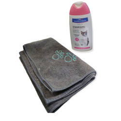 Zachte hydraterende shampoo 250 ml met katoenen handdoek animallparadise AP-FR-172457-2350 Kattenshampoo