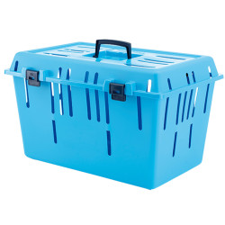 animallparadise Transport cage pet caddy 2 blue, 32 x 51 x 33 cm, for small dogs and cats, Transport cage