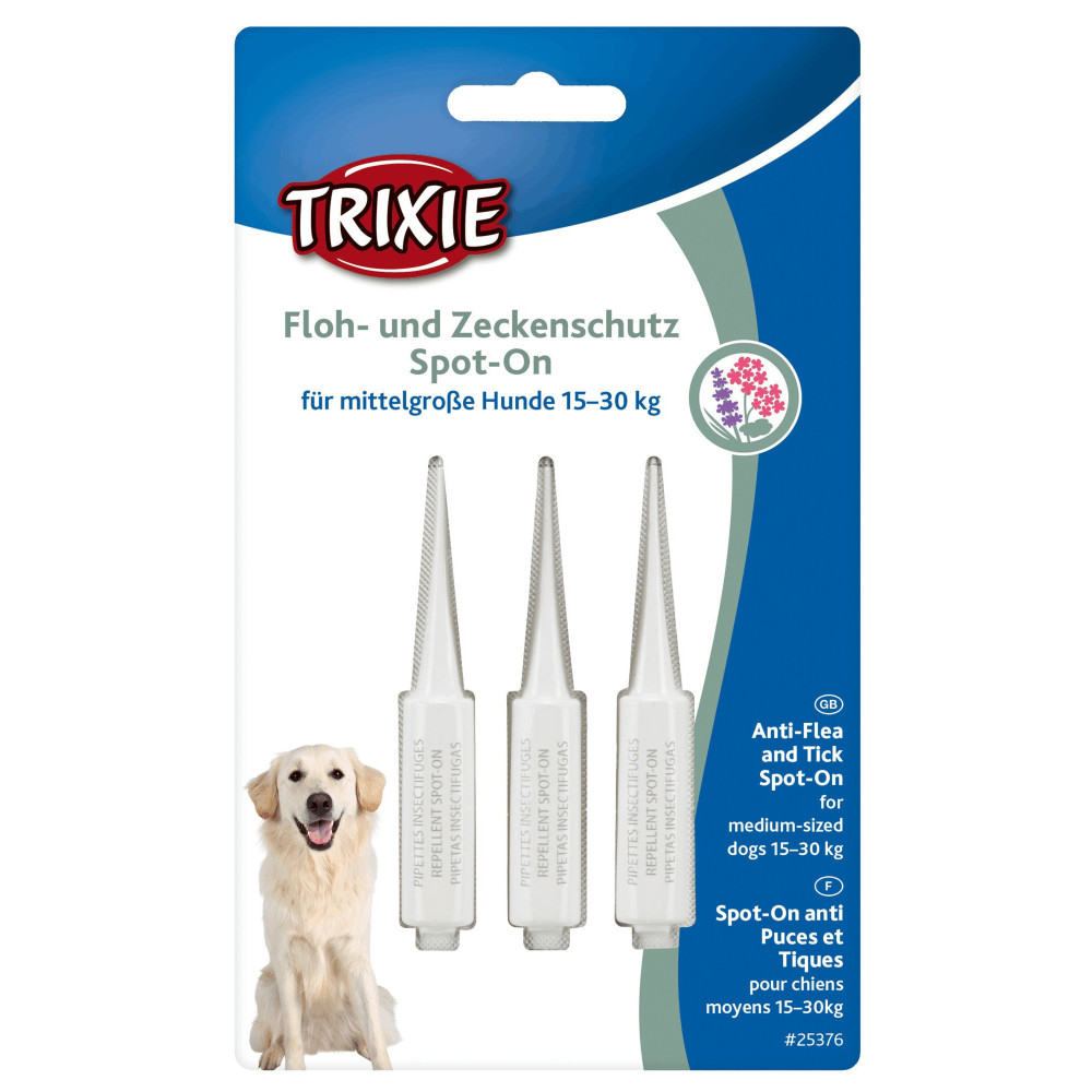 TR-25376 Trixie Protección contra pulgas y garrapatas para perros de 15 a 30 Kg Pipetas para plaguicidas