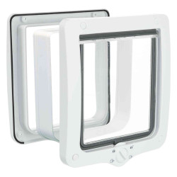 animallparadise 4 position cat flap XL with tunnel 24 × 28 cm white exterior for cats Cat flap