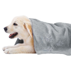 Superabsorberende microvezel handdoek, grijs, 50 x 80 cm, voor honden. animallparadise AP-FL-512217 Bad- en doucheaccessoires