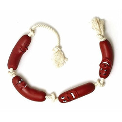 animallparadise Vinyl sausage rosary toy for dogs 70 cm Chew toys for dogs