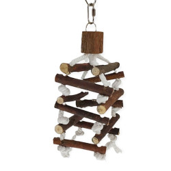 animallparadise Torre con scala di corda, legno di corteccia, 32cm, per uccelli. AP-TR-5886 Giocattoli