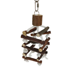 animallparadise Torre con scala di corda, legno di corteccia, 32cm, per uccelli. AP-TR-5886 Giocattoli