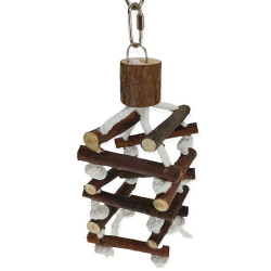 AP-TR-5886 animallparadise Torre de escalera de cuerda, madera de corteza, 32cm, para pájaros. Juguetes