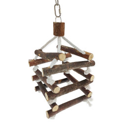 AP-TR-5887 animallparadise Torre de escalera de cuerda, madera de corteza, 40 cm, para pájaros. Juguetes