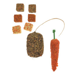 Trio de guloseimas: erva, cenoura, biscoito de legumes, roedor AP-FL-210349-351-354 Petiscos e suplementos