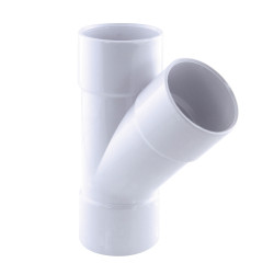Interplast Reithose ø 40 mm, bei 45°, weiße Farbe. IN-SRBCLF45040B PVC-Fitting Abfluss