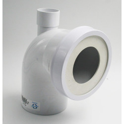 Interplast Short sanitary pipe, male elbow ø100 mm with spigot ø 40 mm. Coude évacuation