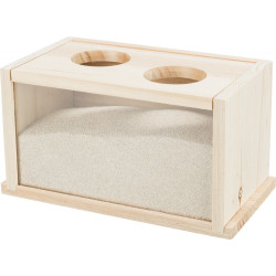 AP-TR-63004 animallparadise Baño de arena de madera para roedores, 22 x 12 x 12 cm. Cajas de basura
