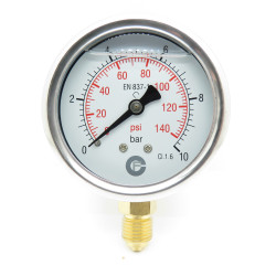 Manómetro de silicone 1/4 polegadas ø 6,3 cm de 0 a 10 bar JB-2002490063010 Medidor de pressão