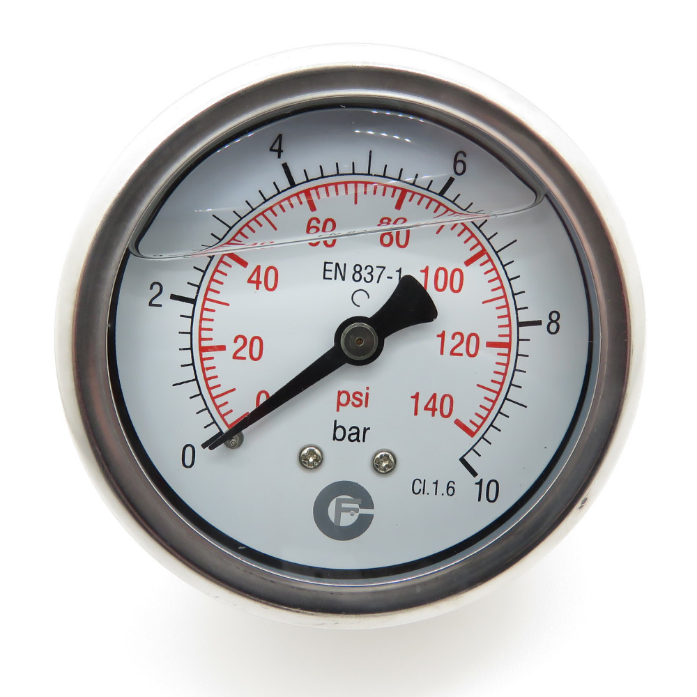 jardiboutique Silicone pressure gauge axial - 1/4 inch ø 6.3 cm and 0 to 10 bar Pressure gauge