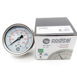 jardiboutique Silicone pressure gauge axial - 1/4 inch ø 6.3 cm and 0 to 10 bar Pressure gauge