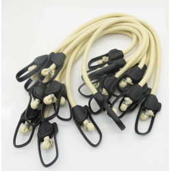 Jardiboutique Pack of 10 bungee cord tensioners Beige 60 cm - Plastic end caps tarpaulin accessory