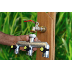 Jardiboutique 3-way brass valve between 3/4 outlet 3/4 outlet 3/4 Garden faucet