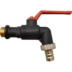 Jardiboutique polypropylene tap, between 3/4 outlet, red handle. Garden faucet