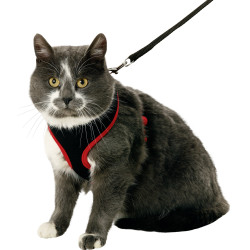 animallparadise Harnais pour chatons, couleur noir et rouge, taille S, réglable Harnais