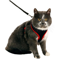 Harnas voor grote kat, zwart en rood, maat L, verstelbaar animallparadise AP-FL-1031367 Harnas