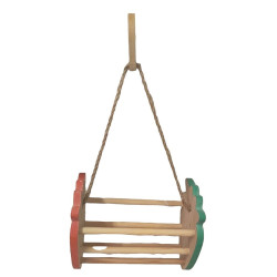 animallparadise Hay feeder in orange and green wood 15 x 9 cm for rodents. Food rack