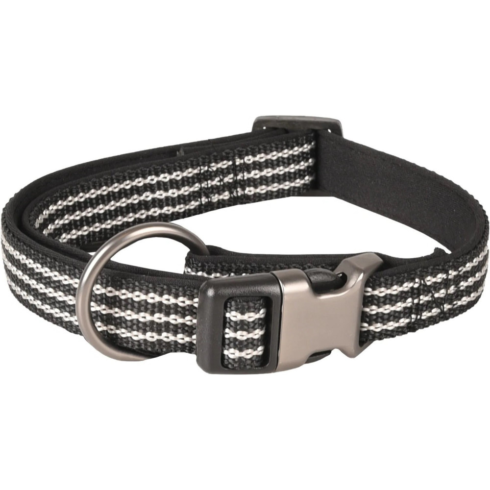 Jannu halsband zwart verstelbaar van 20 tot 35 cm 10 mm maat S voor honden Flamingo FL-516910 Nylon kraag