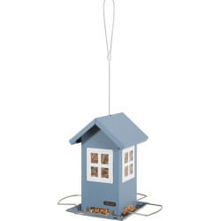 Blauw vogelvoederhuisje met 4 vensters, voor vogelzaad. animallparadise AP-ZO-170606 Zaad feeder