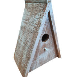 animallparadise Nichoir triangulaire pour oiseaux GIES en bois 16.5 x 11 x 21 cm bleu /brun Nichoir oiseaux