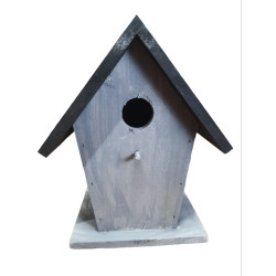 Casa para aves 18,5 x 15 x 23 cm em madeira cinzenta / preta AP-FL-110308 Birdhouse