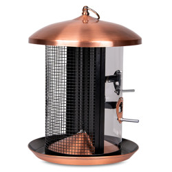 animallparadise Duo bird feeder for seeds and peanuts, ø 24 x H 33 cm, copper and black Outdoor bird feeders