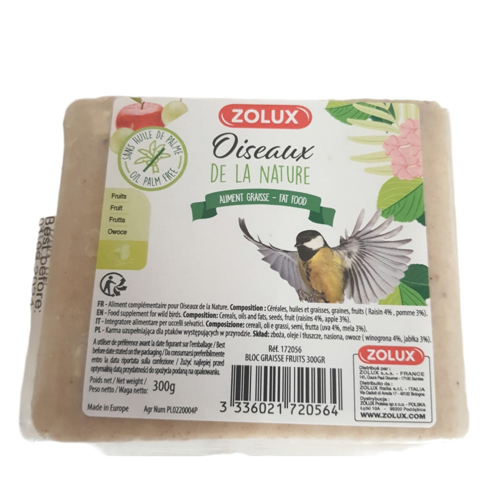 zolux Fruit fat block 300 gr for birds of nature. Bird Food Ball