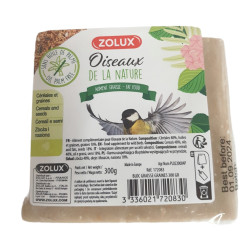 zolux Block of fat cereals and seeds 300 gr for birds of the nature. Food and drink