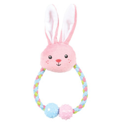 animallparadise Tiny pink rope bunny 22 cm puppy toy Peluche pour chien