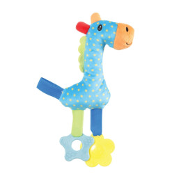 Blauwe rio giraffe pluche kauwring 26 cm puppy speelgoed animallparadise AP-ZO-480163 BLE Pluche voor honden