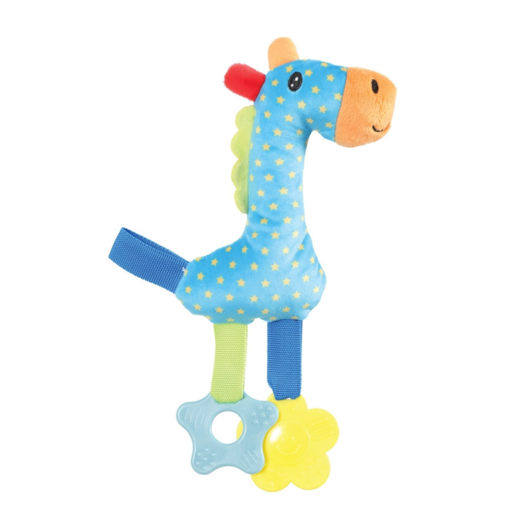 animallparadise Blu rio giraffa peluche anello da masticare 26 cm cucciolo giocattolo AP-ZO-480163 BLE Peluche per cani