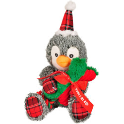 FLAMINGO Pingouin Noël peluche 43 cm avec Os en corde , jouet pour chien Peluche pour chien