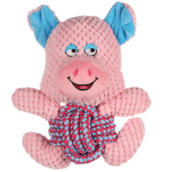 Flamingo Pink pig toy with rope length 21 cm for dog Ropes for dogs