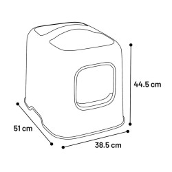 Toilethuisje, grijs lisa 38,5 x 51 x 44,5 cm, voor kat animallparadise AP-FL-561414 Toilet huis