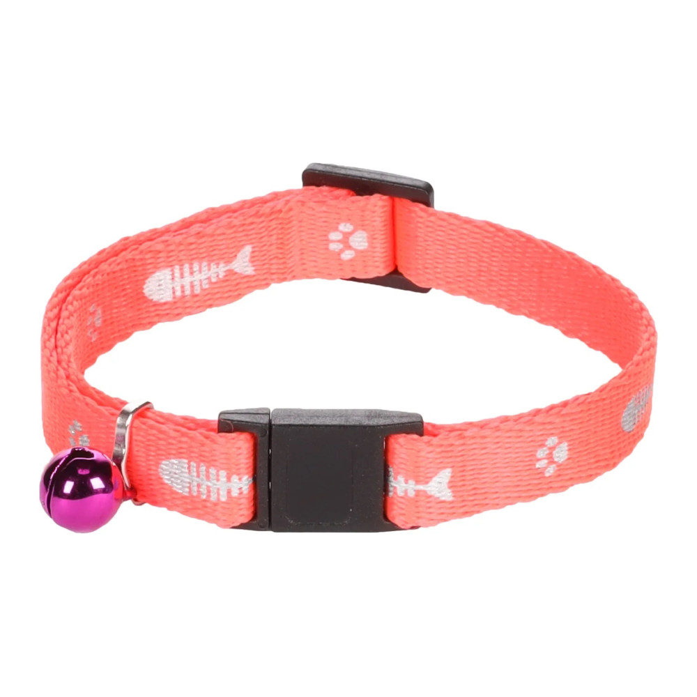 Flamingo Adjustable collar from 20 to 35 cm. fish motif + bell. pink color for cat Necklace