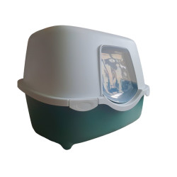 animallparadise Maison de toilette allongée verte 56 x 39 x H 39 cm pour chat Maison de toilette