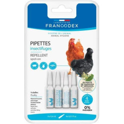 FR-174220 Francodex Pipetas repelentes de insectos Para gallinas, gansos y patos 4 pipetas Tratamiento