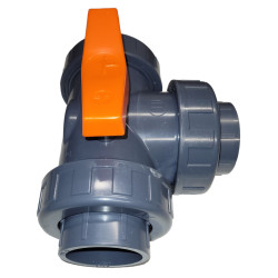 jardiboutique 3-Wege-PVC-Ventil T, Durchmesser 63 mm JB-SO-V3V63T Poolventil