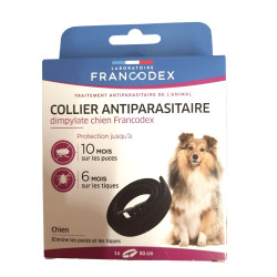 FR-172492 Francodex 1 Collar de control de plagas de Dimpylate de 50 cm. Para los perros. Color negro collar de control de pl...