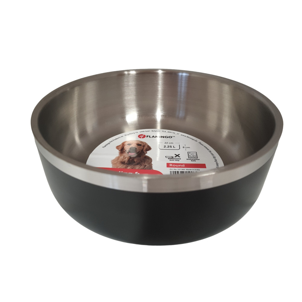 Dwuścienna miska na pokarm lub wodę ø22 cm 2,25 l dla psów FL-521383 Flamingo