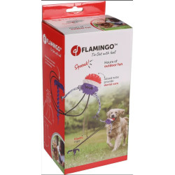 FL-522346 Flamingo Pelota con cordón elástico y clavija para fijar al suelo para perro Juegos de cuerdas para perros