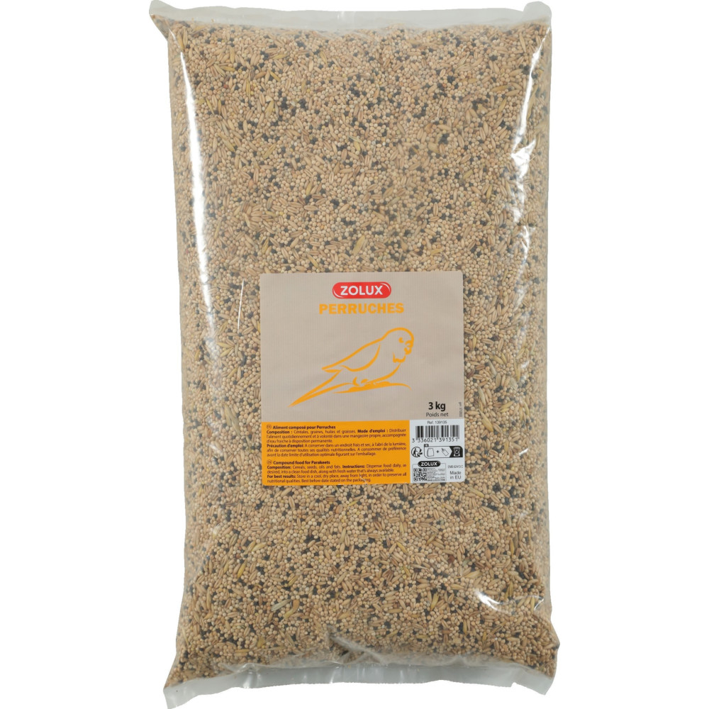 Saco de 3 kg de semente de periquito para aves ZO-139135 Semente alimentar