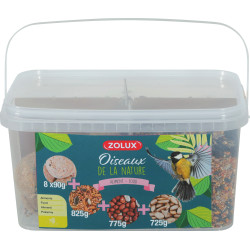 zolux Seau Mix premium 4 variétés dont boule de graisses 3 kg pour oiseaux Nourriture