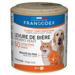Francodex Bierhefe Für Hunde und Katzen, Schachtel mit 60 Tabletten. FR-170385 Nahrungsergänzungsmittel